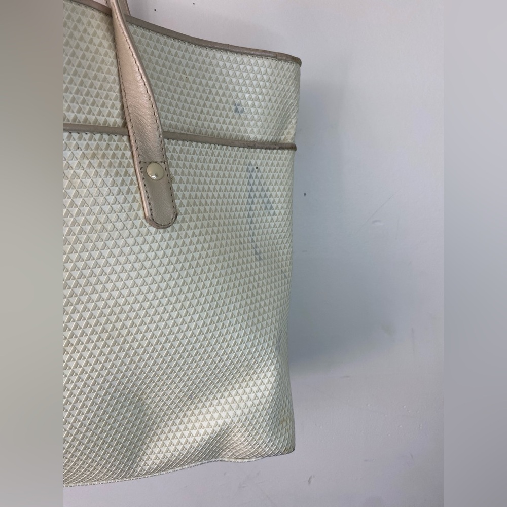 Vintage 1983 Liz Claiborne Textured Tote Bag Cream Tan - Picture 13 of 14